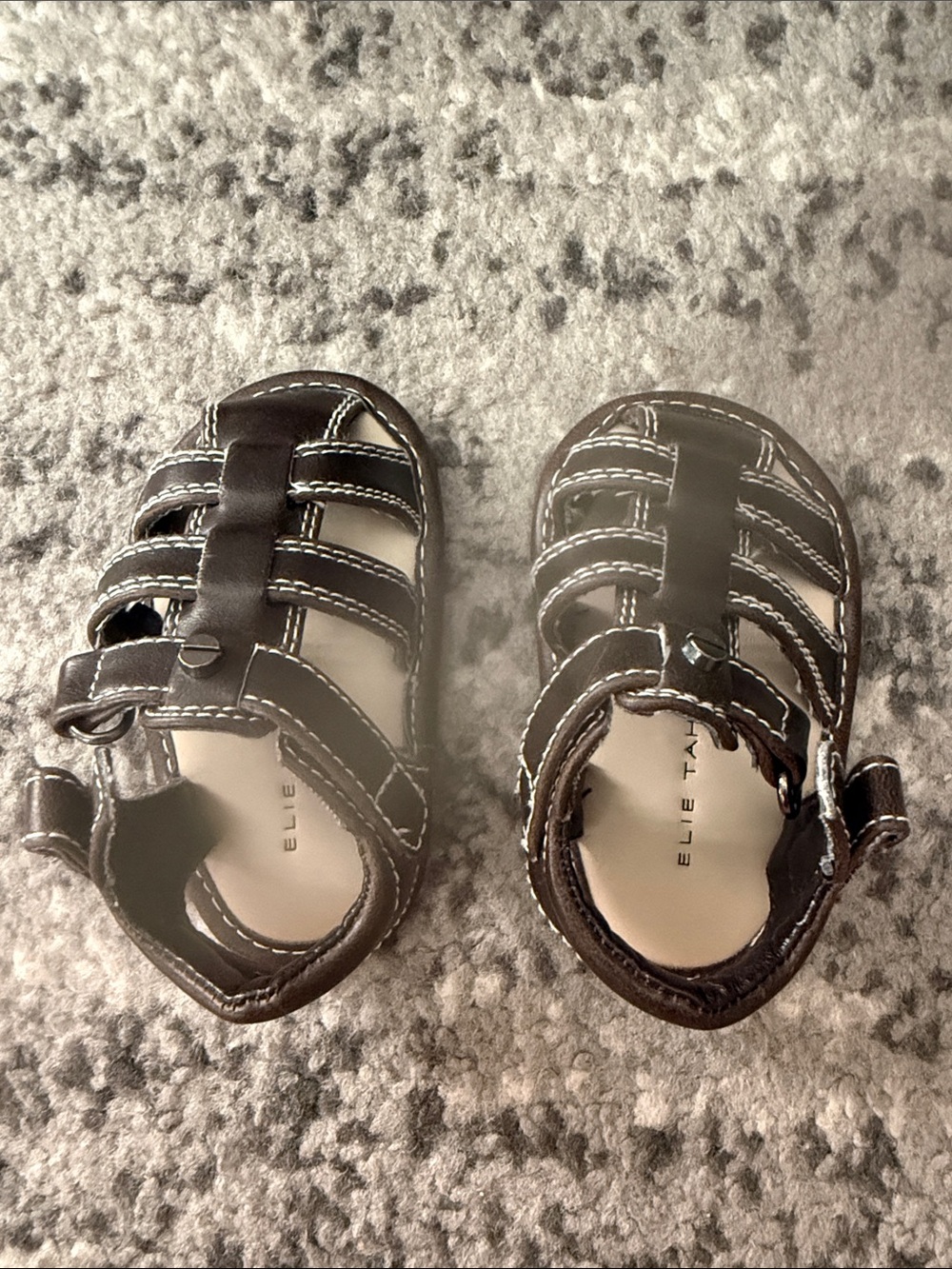 Elie Tahari Brown Leather Baby/Toddler Fisherman Sandals
